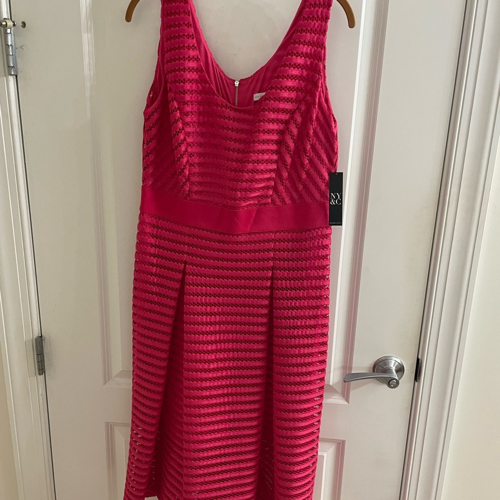 New York & Company Pink A-Line Midi Dress